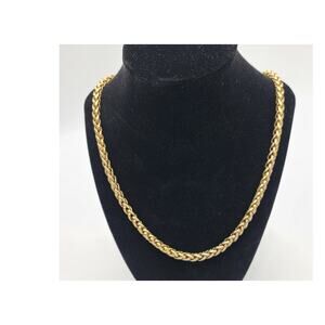 VTG 24" Monet Triple Gold-Plated Hollow Wheat Spiga Link Braided Chain Necklace